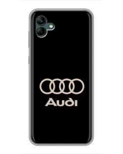 Чехол для Samsung Galaxy A04 с картинкой «Audi — золотой логотип»