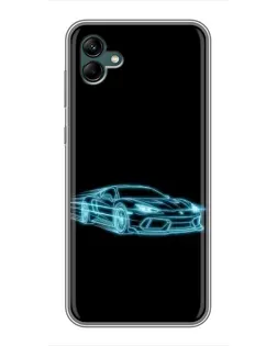 Чехол для Samsung Galaxy A04 с картинкой «Неоновый контур Lamborghini»