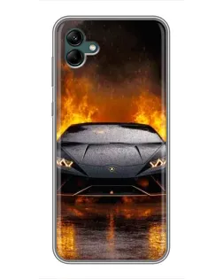 Чехол для Samsung Galaxy A04 с картинкой «Lamborghini в огне»