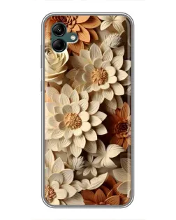 Чохол для Samsung Galaxy A04 з картинкою «Бежевий флористичний декор»