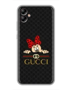 Чехол для Samsung Galaxy A04e (A042) с картинкой «Минни Маус Gucci — черный»