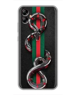 Чехол для Samsung Galaxy A04e (A042) с картинкой «Gucci — змея на полосе» Чехол для Samsung Galaxy A04e (A042) с картинкой «Gucci — змея на полосе»