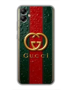 Чехол для Samsung Galaxy A04e (A042) с картинкой «Gucci — фирменная полоса и золото» Чехол для Samsung Galaxy A04e (A042) с картинкой «Gucci — фирменная полоса и золото»
