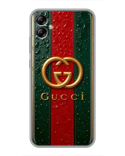 Чехол для Samsung Galaxy A04e (A042) с картинкой «Gucci — фирменная полоса и золото» Чехол для Samsung Galaxy A04e (A042) с картинкой «Gucci — фирменная полоса и золото»