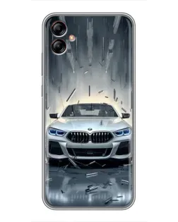 Чехол для Samsung Galaxy A04e (A042) с картинкой «BMW в свете фар»