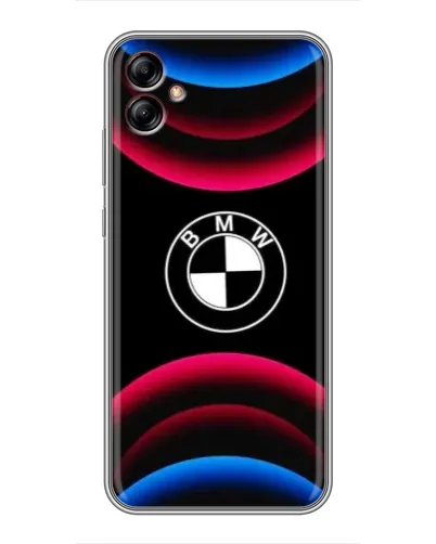 Чехол для Samsung Galaxy A04e (A042) с картинкой «Логотип BMW и неоновые дуги»