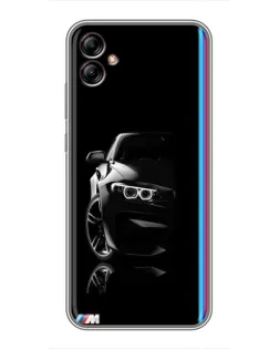 Чехол для Samsung Galaxy A04e (A042) с картинкой «Силуэт BMW в темноте»