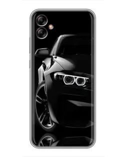 Чехол для Samsung Galaxy A04e (A042) с картинкой «Черная BMW — профиль»