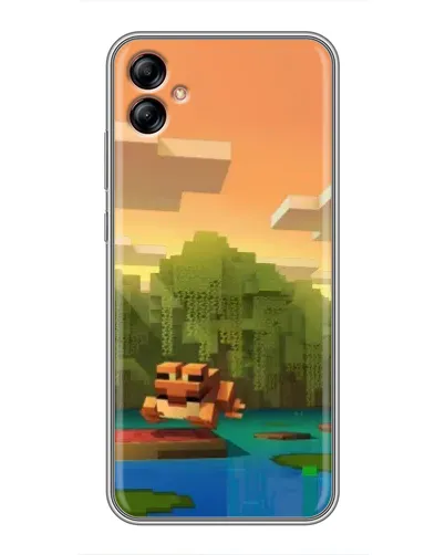 Чехол для Samsung Galaxy A04e (A042) с картинкой «Майнкрафт закат солнца»