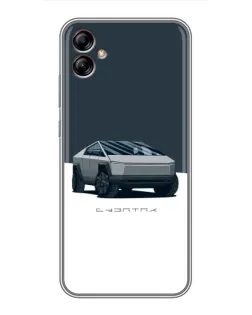 Чехол для Samsung Galaxy A04e (A042) с картинкой «Серебристый Cybertruck Tesla»