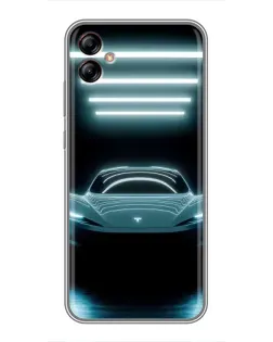 Чехол для Samsung Galaxy A04e (A042) с картинкой «Tesla в неоне»