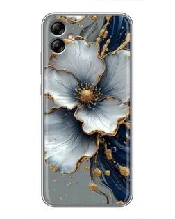Чехол для Samsung Galaxy A04e (A042) с картинкой «Белый цветок и золотой флюид»