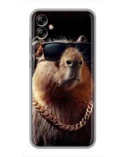 Чехол для Samsung Galaxy A04e (A042) с картинкой «Капибара золотая цепь»