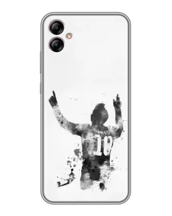 Чохол для Samsung Galaxy A04e (A042) з картинкою «Чорно-білий силует Мессі»