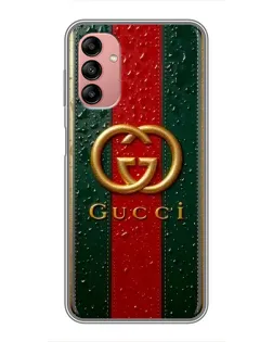 Чехол для Samsung Galaxy A04s с картинкой «Gucci — фирменная полоса и золото»