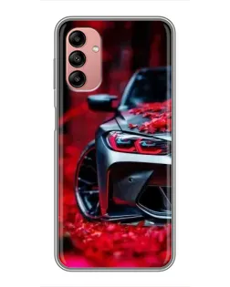 Чохол для Samsung Galaxy A04s з картинкою «Спортивна BMW та квіти»
