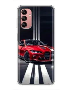 Чохол для Samsung Galaxy A04s з картинкою «Червона BMW на дорозі»