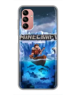 Чехол для Samsung Galaxy A04s с картинкой «Minecraft ледяной мир»
