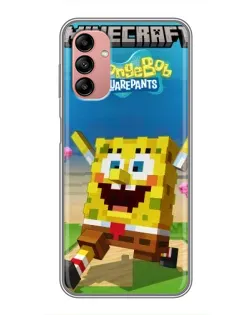 Чехол для Samsung Galaxy A04s с картинкой «Губка Боб Minecraft»