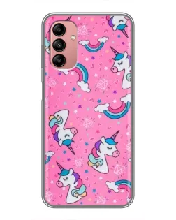 Чехол для Samsung Galaxy A04s с картинкой «Unicorn паттерн розовый»