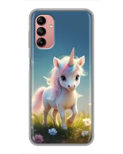Чехол для Samsung Galaxy A04s с картинкой «Единорог на поляне»