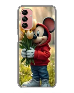 Чехол для Samsung Galaxy A04s с картинкой «Микки с тюльпанами»