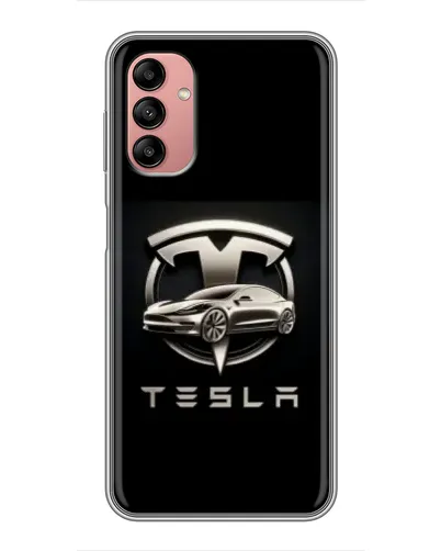 Чохол для Samsung Galaxy A04s з картинкою «Tesla — срібне авто»
