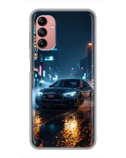 Чохол для Samsung Galaxy A04s з картинкою «Нічне місто та Audi»