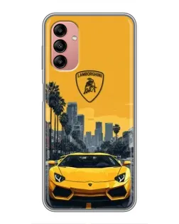 Чохол для Samsung Galaxy A04s з картинкою «Жовтий Lamborghini місто»