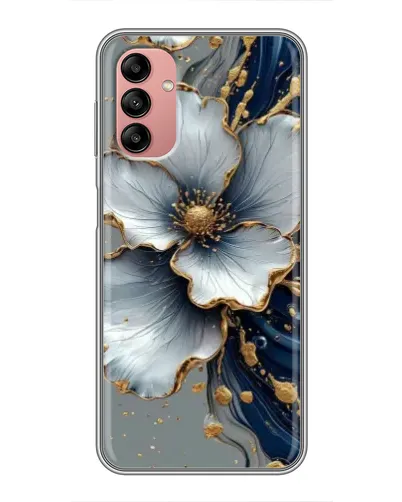 Чохол для Samsung Galaxy A04s з картинкою «Біла квітка та золотий флюїд»