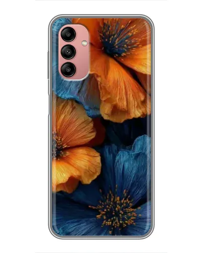 Чохол для Samsung Galaxy A04s з картинкою «Яскрава синьо-помаранчева флора»