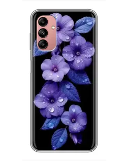 Чохол для Samsung Galaxy A04s з картинкою «Фіолетові квіти з росою»