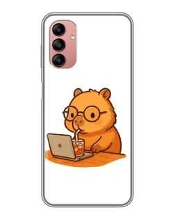 Чохол для Samsung Galaxy A04s з картинкою «Капібара з ноутбуком»