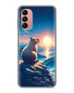 Чохол для Samsung Galaxy A04s з картинкою «Захід сонця з капібарою»