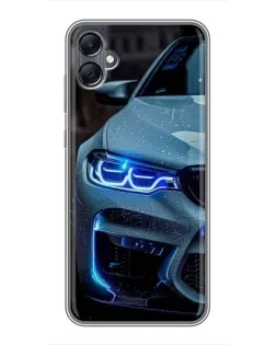 Чохол для Samsung Galaxy A05 з картинкою «Погляд BMW з синіми фарами»