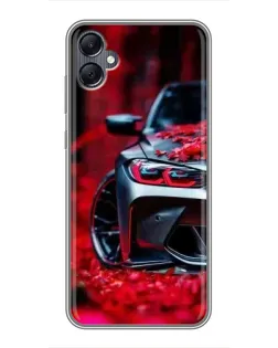 Чохол для Samsung Galaxy A05 з картинкою «Спортивна BMW та квіти»
