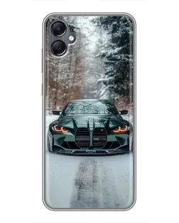 Чохол для Samsung Galaxy A05 з картинкою «BMW у зимовому лісі»