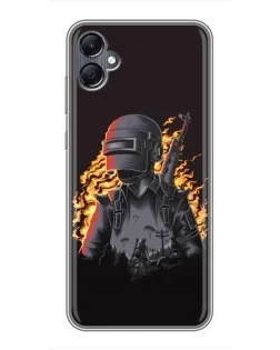 Чехол для Samsung Galaxy A05 с картинкой «PUBG — огненный силуэт»