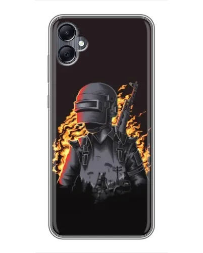 Чехол для Samsung Galaxy A05 с картинкой «PUBG — огненный силуэт»