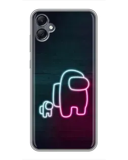 Чехол для Samsung Galaxy A05 с картинкой «Among Us неон-арт»