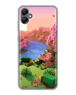Чехол для Samsung Galaxy A05 с картинкой «Розовое дерево Minecraft»