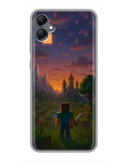 Чехол для Samsung Galaxy A05 с картинкой «Стив у башни»