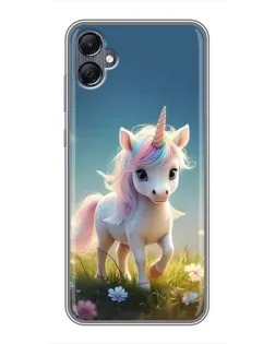 Чехол для Samsung Galaxy A05 с картинкой «Единорог на поляне»