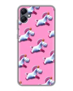 Чехол для Samsung Galaxy A05 с картинкой «Единороги на розовом»