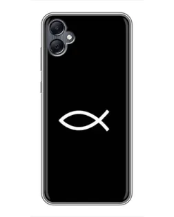 Чехол для Samsung Galaxy A05 с картинкой «Символ рыбы Jesus» Чехол для Samsung Galaxy A05 с картинкой «Символ рыбы Jesus»