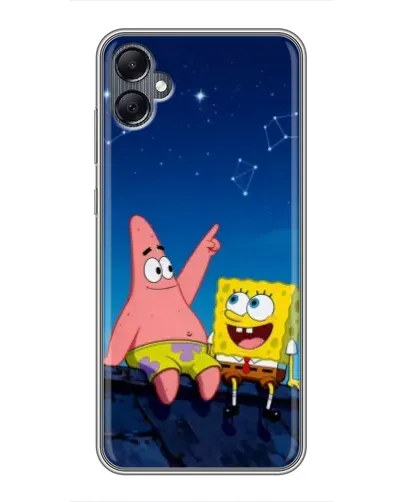 Чехол для Samsung Galaxy A05 с картинкой «Губка Боб и Патрик ночью»