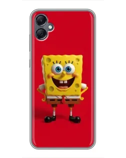 Чехол для Samsung Galaxy A05 с картинкой «Спанч Боб на красном»