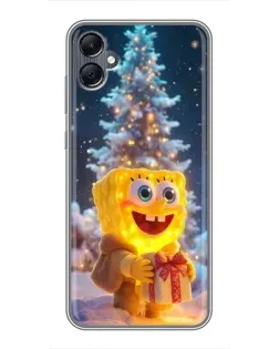 Чехол для Samsung Galaxy A05 с картинкой «Рождественский Спанч Боб»