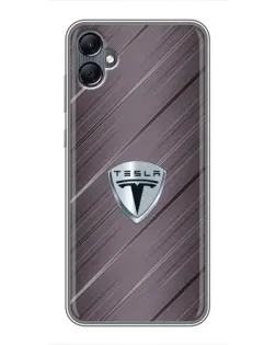 Чехол для Samsung Galaxy A05 с картинкой «Металлическая текстура Tesla»