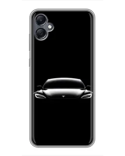 Чехол для Samsung Galaxy A05 с картинкой «Фары Tesla Night»